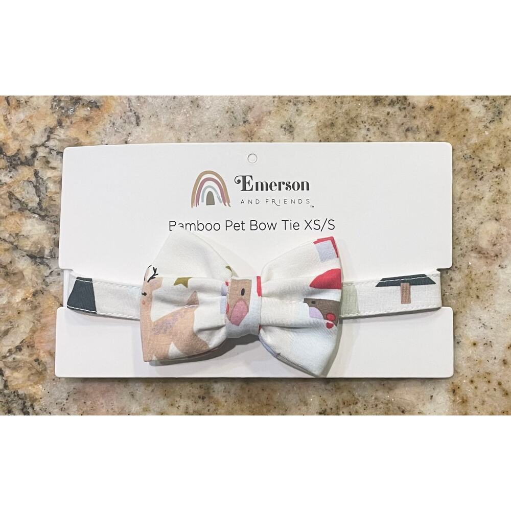NWT Emerson and Friends Santa and Friends Bamboo Pet Bow Tie Collar Size XS/S